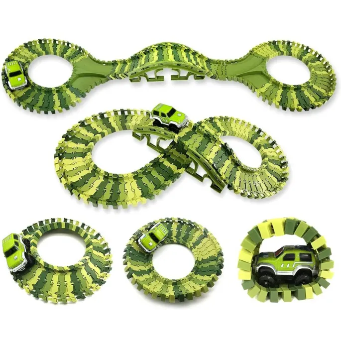 cztery dekoracyjne drzewa przy torze