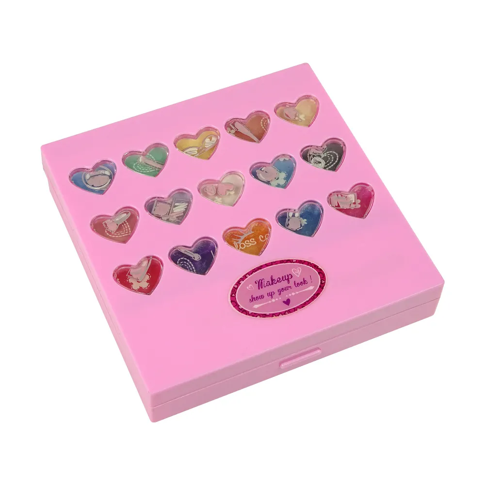 otwarta paletka z akcesoriami do makijażu i manicure