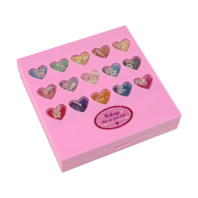 otwarta paletka z akcesoriami do makijażu i manicure