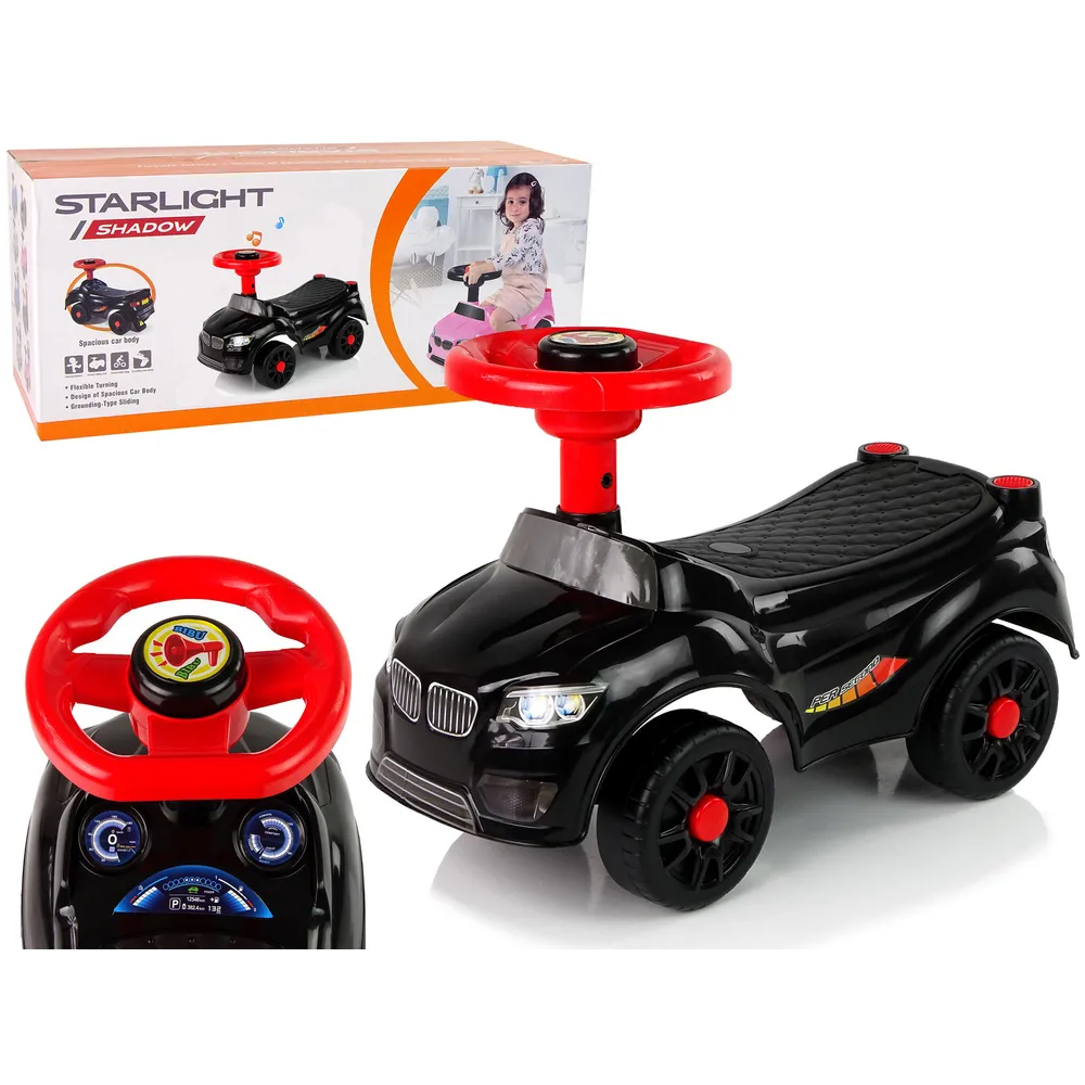 Czarny samochód jeździk QX-3399-2 widok z boku na całość