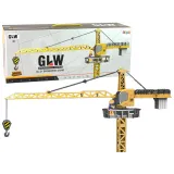 żółty pojazd budowlany żuraw dźwig o wysokości 95 cm na tle białym