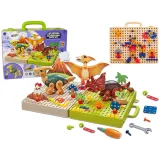 Zestaw do składania dinozaurów i planszy z klockami