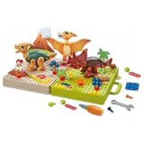 Detal złożonego velociraptora na kolorowej planszy