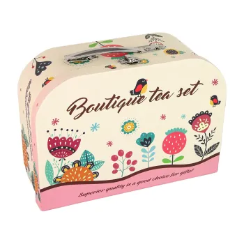 Zestaw Do Herbaty Kawy W Kuferku Talerzyki Wzory Różowy