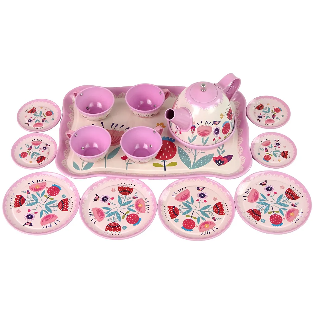 kuferkek z uchwytem i ozdobną grafiką, widok z boku