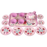 kuferkek z uchwytem i ozdobną grafiką, widok z boku