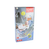 Leżaczek dla malucha w odcieniach szarości z detalami stolika i pałąka