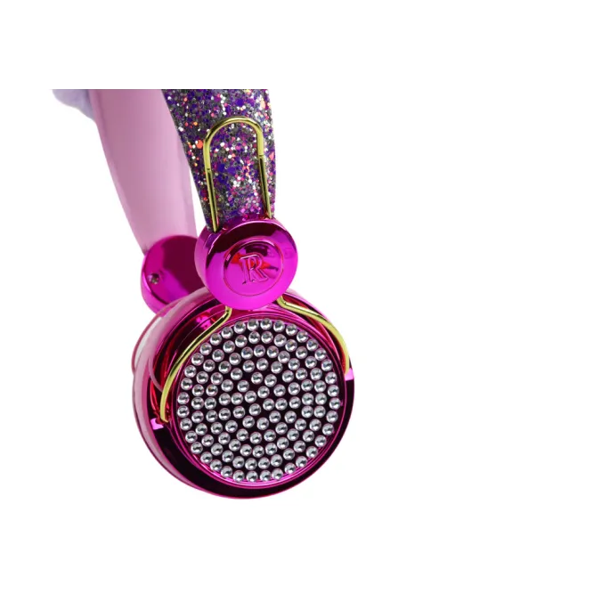 Kabel słuchawek przewodowych z mikrofonem oraz brokatowa opaska