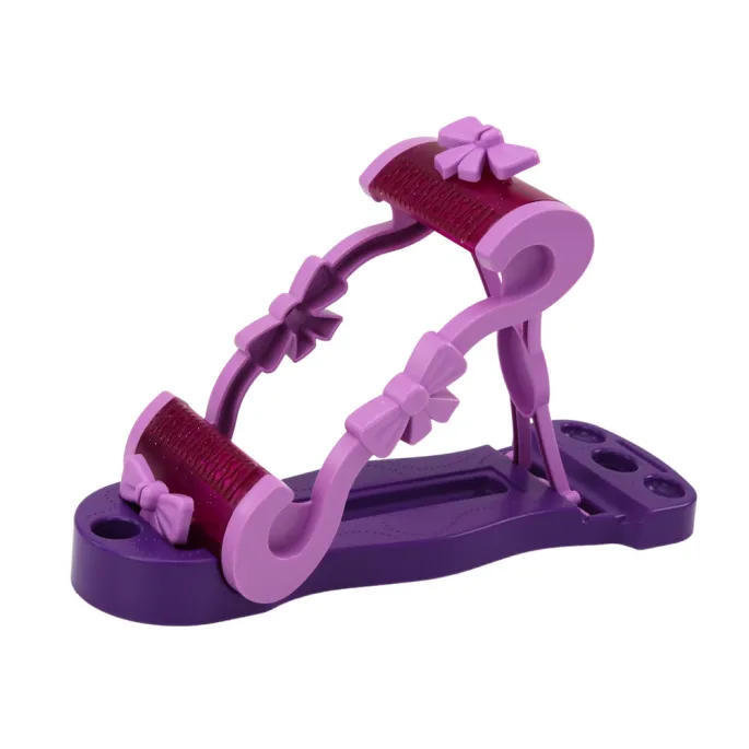 fioletowy stojak do plecenia biżuterii z widocznymi detalami