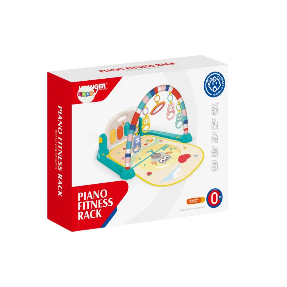 zawieszki i lustereczko na łuku nad matą gimnastyczną dla dzieci