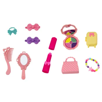 Różowa sukienka lalki oraz klasyczne baletki wiązane na nodze