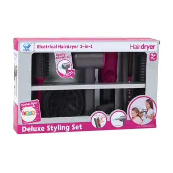 widok zestawu fryzjerskiego dla dzieci w kolorowym opakowaniu