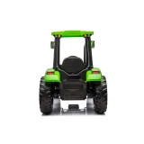 zielony traktor na akumulator na tle białym