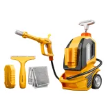 zbliżenie na myjkę ciśnieniową zabawkową w kolorowej oprawie