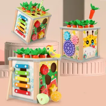 kostka edukacyjna z otwartą górą i wyjmowanymi elementami