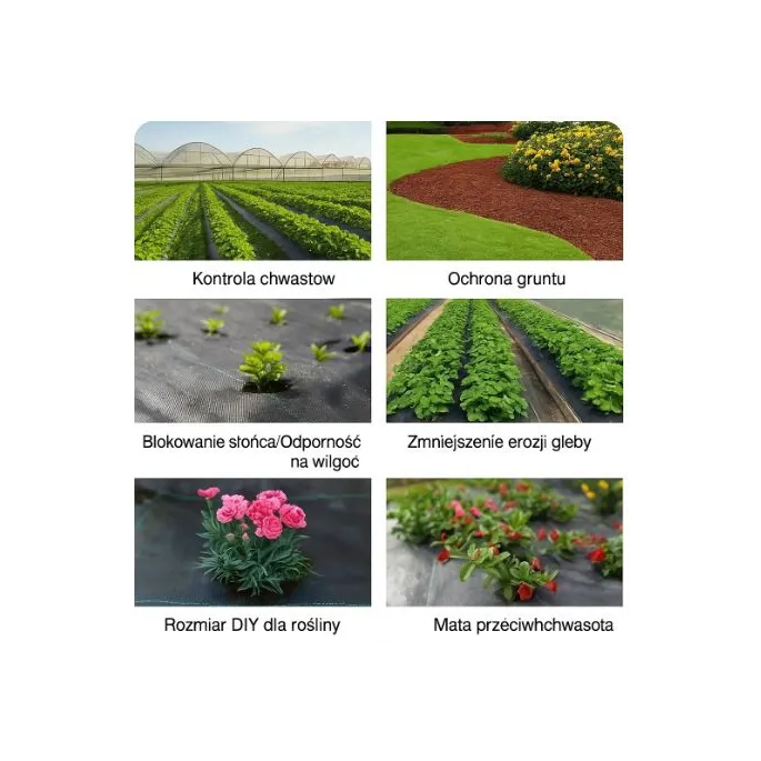 Zbliżenie na fakturę czarnej agrowłókniny 135g