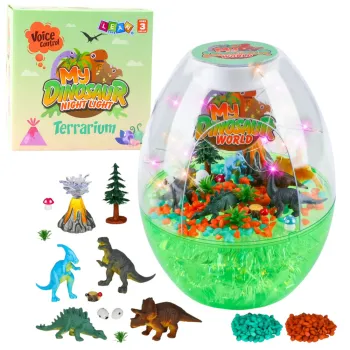 terrarium z dinozaurami i lampką led - zestaw kreatywny dla dzieci