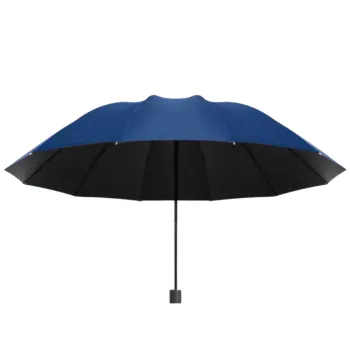 Duży Parasol Składany 12-Żebrowy Pokrowiec Granatowy 110 cm