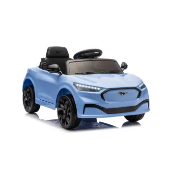 niebieski ford mustang mach-e pojazd na akumulator dla dzieci z profilu