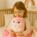 chomik maskotka z rozłożonym kocykiem 100 x 90 cm, aranżacja dziecięca