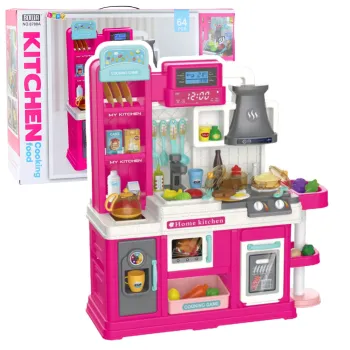 Różowa zabawkowa kuchnia dla dzieci z kompletem kuchennych akcesoriów