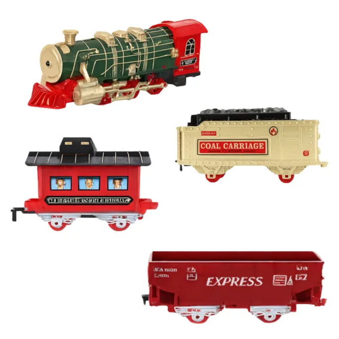 Zbliżenie na wagon pasażerski zabawkowej kolejki elektrycznej