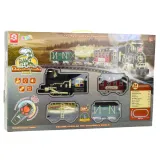 Wagony klasycznego pociągu połączone na owalnym torze