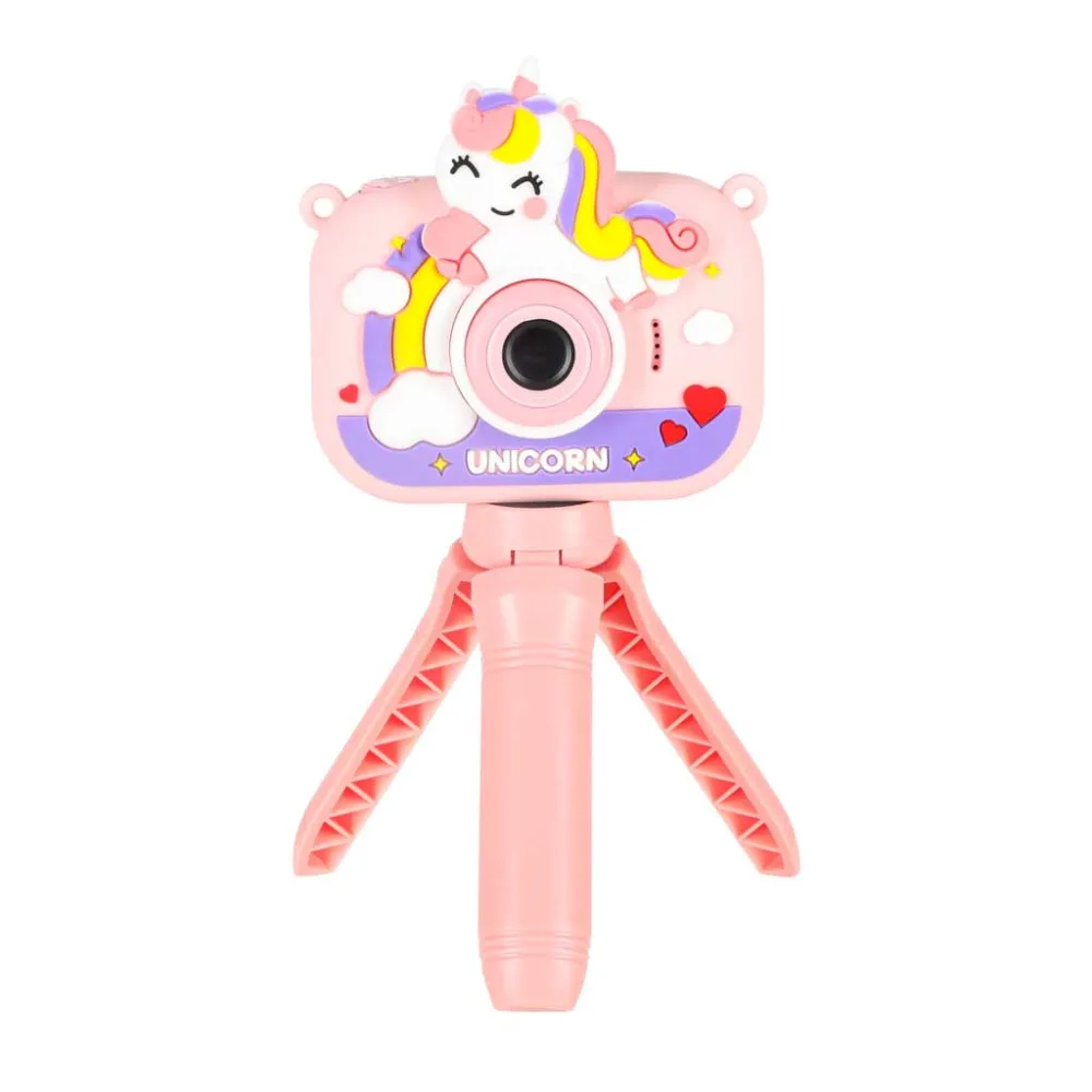 zbliżenie na przyciski aparatu dla dzieci w kształcie jednorożca