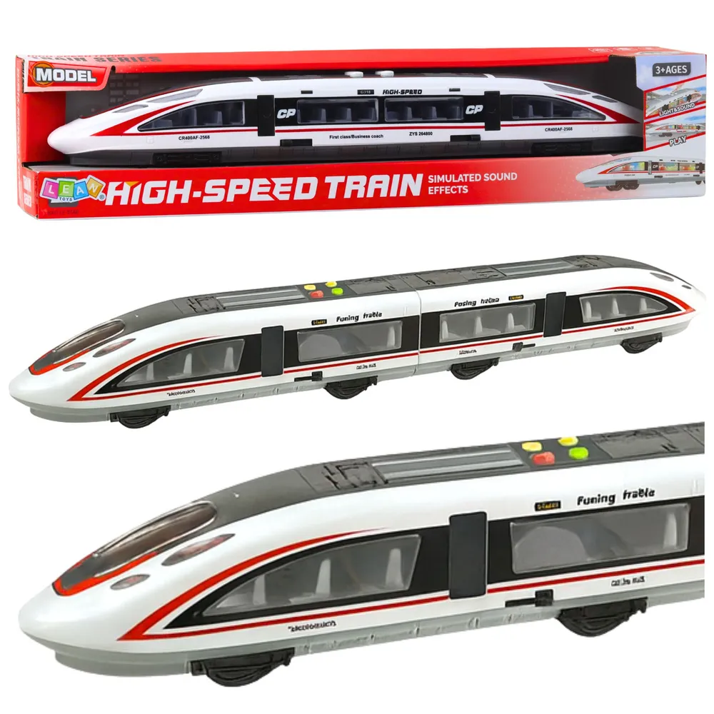 Pociąg pasażerski Fuxing Trains z widocznymi detalami zewnętrznymi