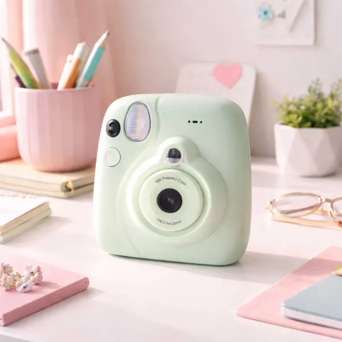 aparat fotograficzny natychmiastowy przygotowany do użycia na wyjeździe