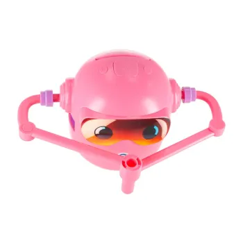 różowy robot z dołączonymi flamastrami na białym tle