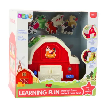 Domek farma z uchwytem do przenoszenia pokazany w dziecięcym pokoju