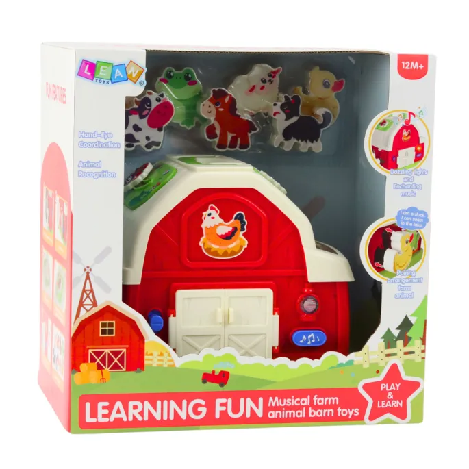 Domek farma z uchwytem do przenoszenia pokazany w dziecięcym pokoju