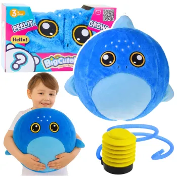 pluszowa piłka do skakania w kształcie niebieskiego rekina