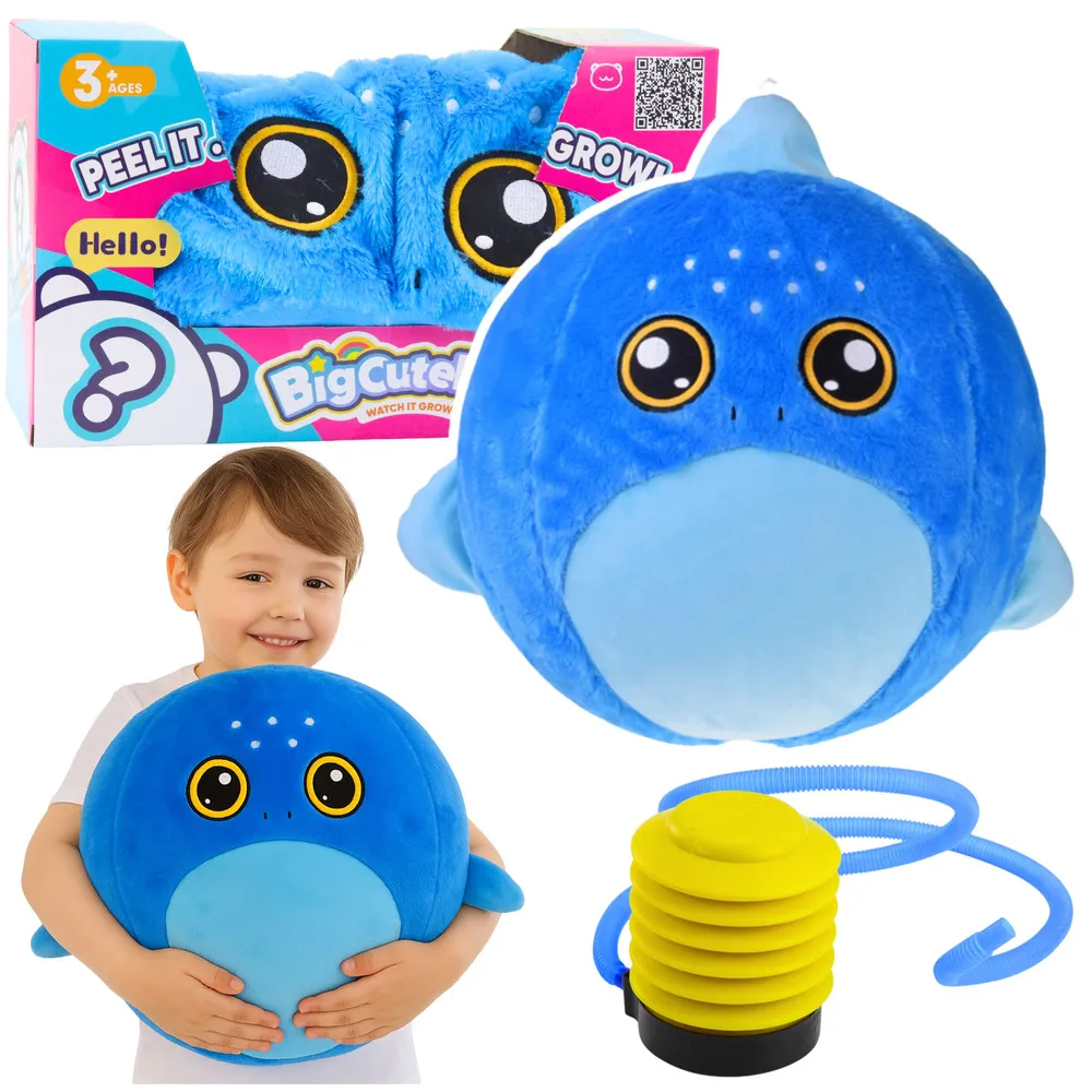 pluszowa piłka do skakania w kształcie niebieskiego rekina