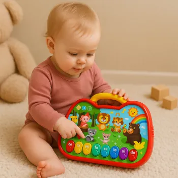 Tryb quizu i muzyczny prezentowany na tablicy edukacyjnej dla maluchów