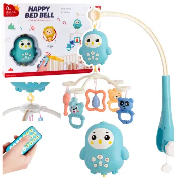 Karuzela do łóżeczka z niebieskimi grzechotkami w kształcie misiów