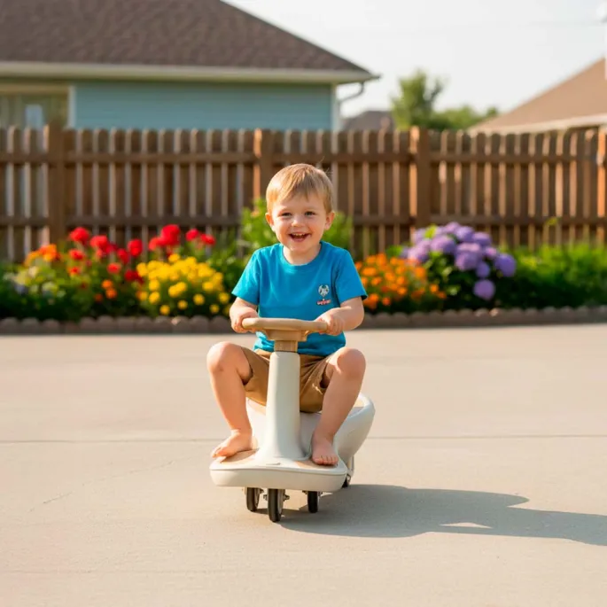 Duże, trwałe koła kauczukowe w jeździku złoto-białym LED