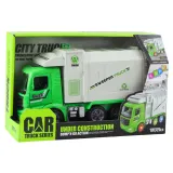 cała ciężarówka śmieciarka z zestawu, zielono-biała