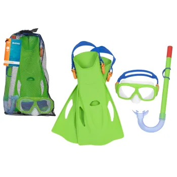 zestaw do nurkowania maska rurka i płetwy zielony bestway 25019