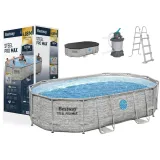 widok basenu stelażowego bestway z bocznymi oknami