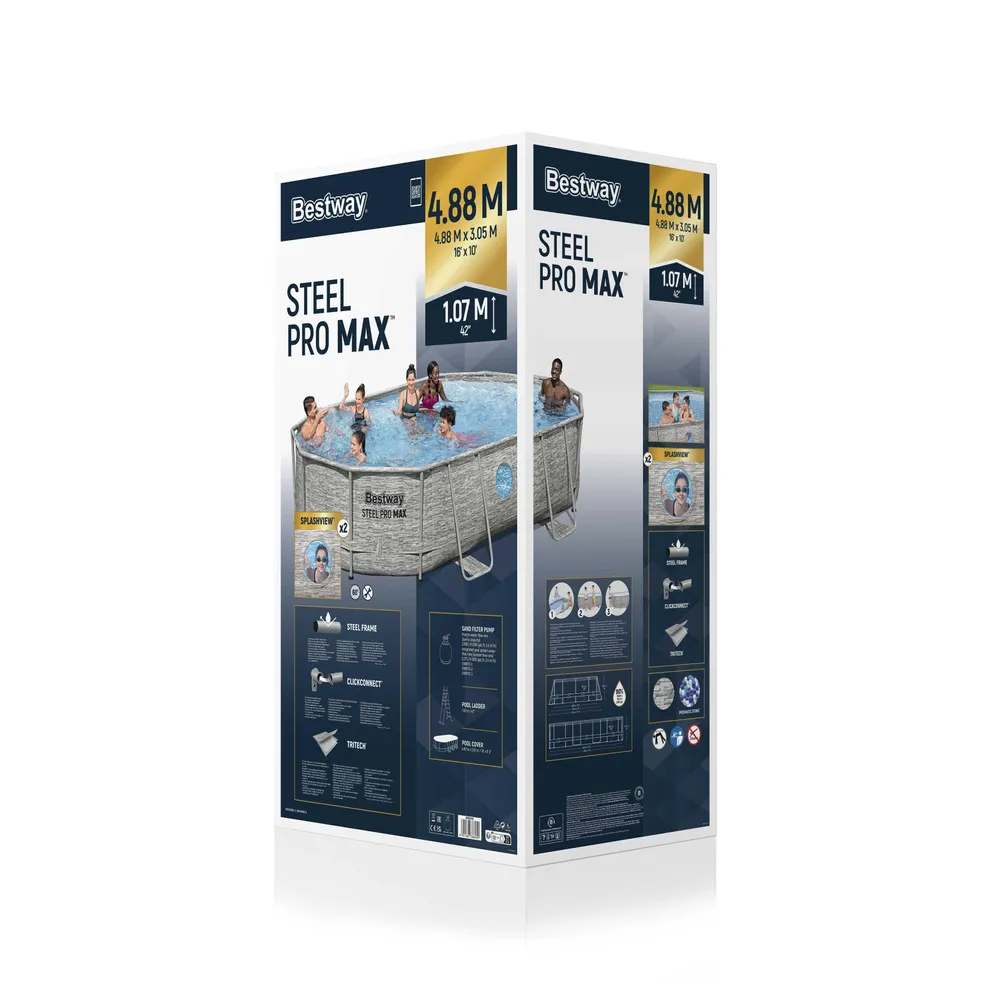 cały basen bestway z zamontowanymi wszystkimi elementami