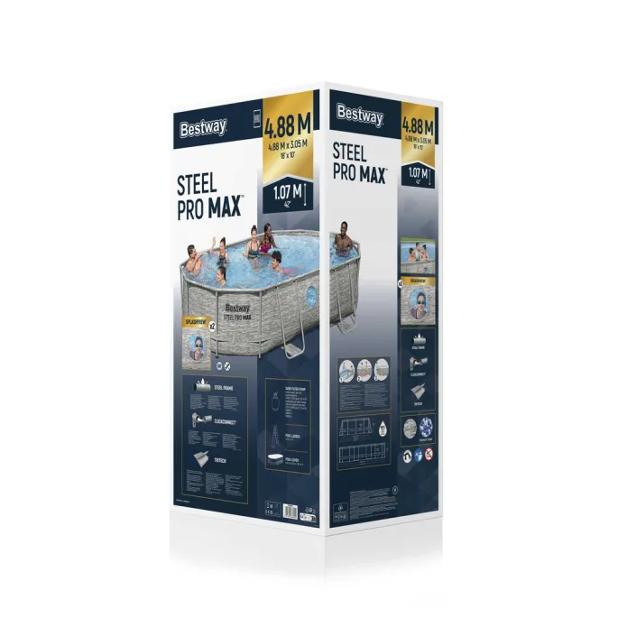 cały basen bestway z zamontowanymi wszystkimi elementami