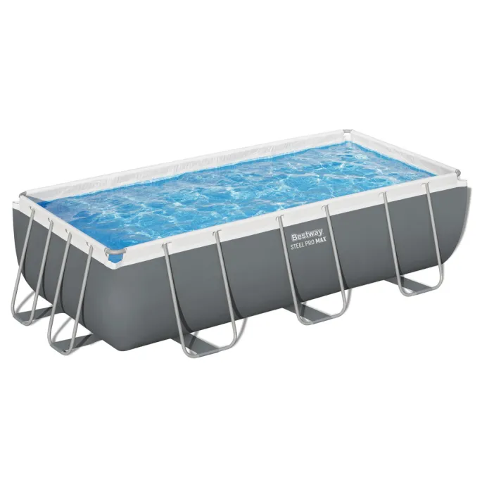 Zbliżenie na wytrzymałą konstrukcję stelaża basenu Bestway