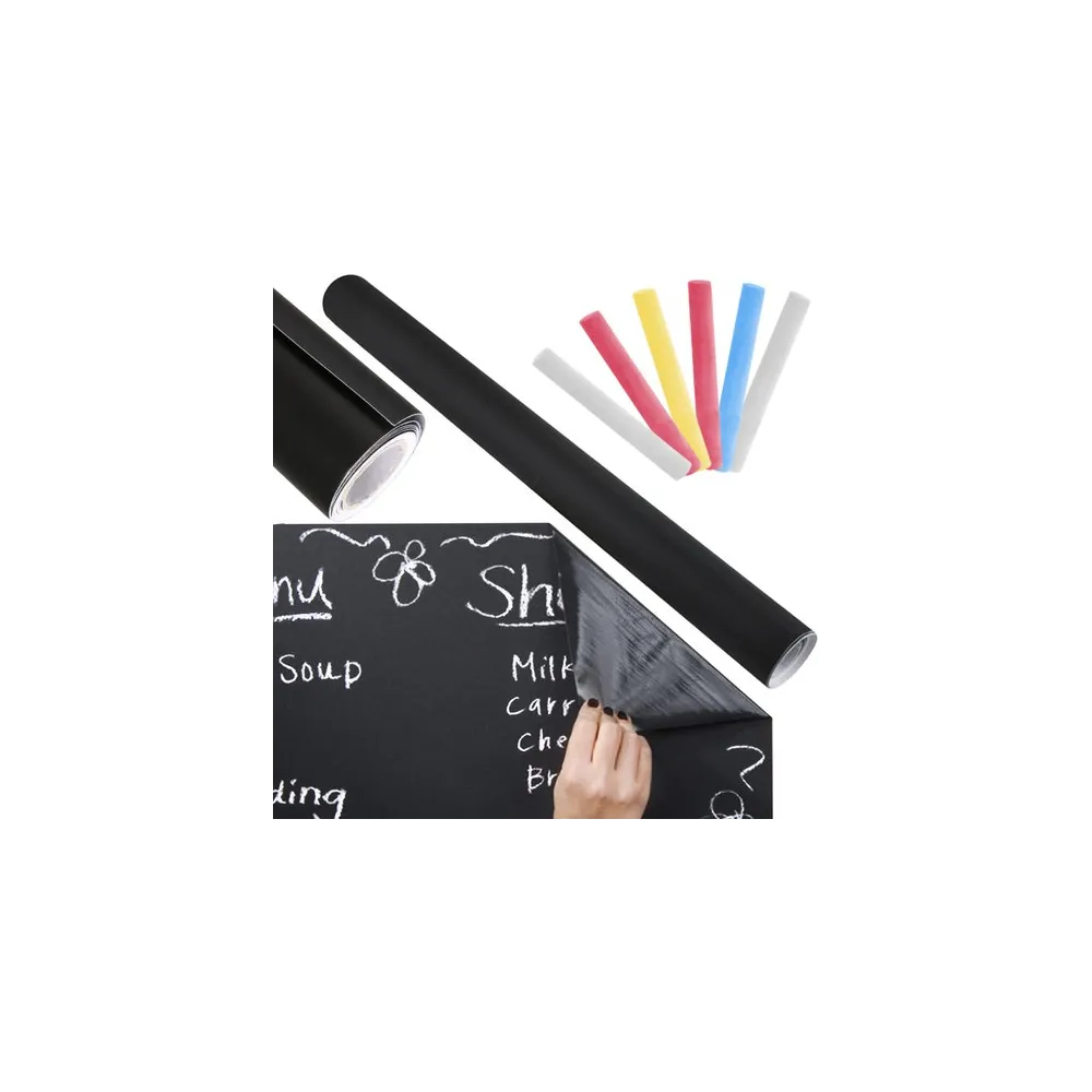 Czarna tablica kredowa samoprzylepna w rolce o długości 200 cm