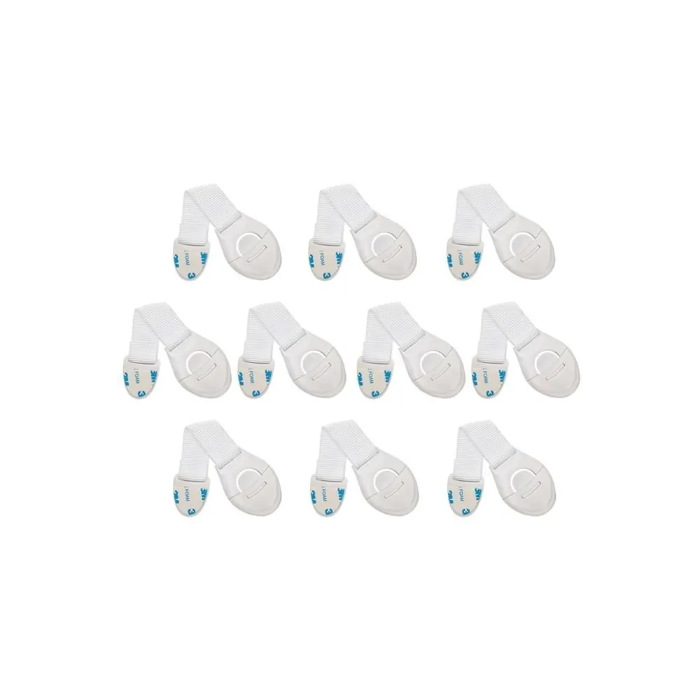 blokada do szafek 10 sztuk w kolorze białym na tle białej powierzchni