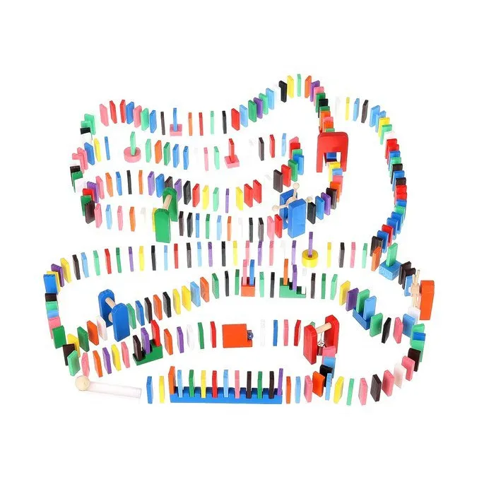 klocki domino z dodatkowymi elementami kulodromu