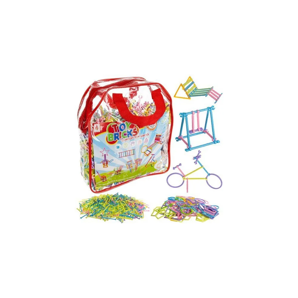 zestaw klocków słomek w różnych kolorach na białym tle