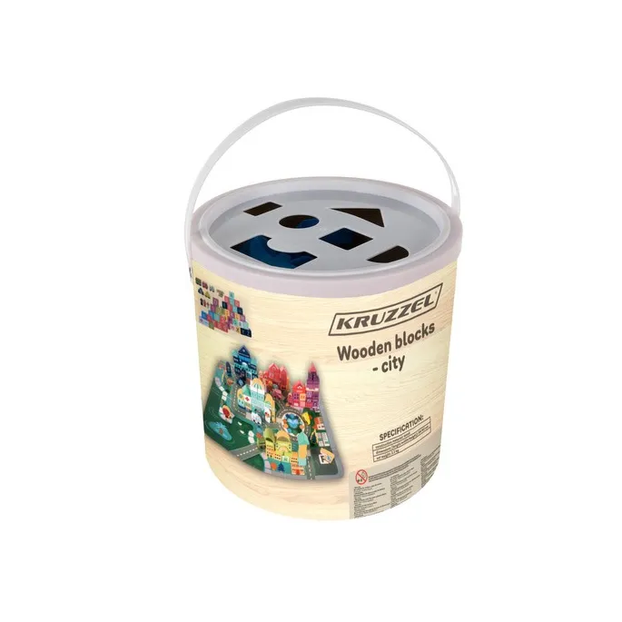 zbliżenie na kolorowe drewniane budynki z zestawu