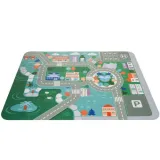 klocki w wiaderku i ułożone na tekturowej macie